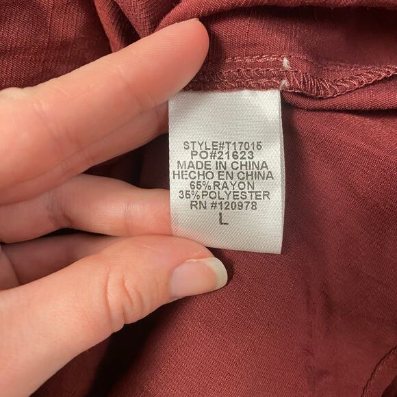 Entro NWT Red Endless Possibilities Long Sleeve Ruffled Top Size L Romantic Boho - Picture 6 of 8